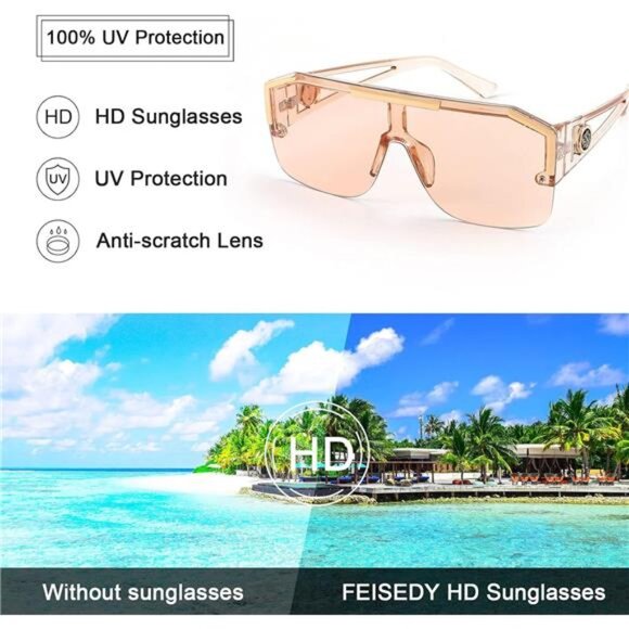 Women Men Sunglasse Square Flat Top Big Frame UV400 Sun Glasses Oversized - Picture 4 of 7